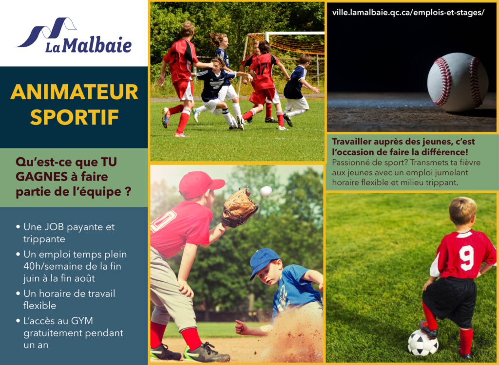anim sportif ete2026 pub ville de la malbaie 1024x750 Emplois étudiants